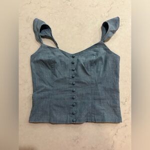 Banana Republic Women’s Chambray Denim Blue Cropped Tank Top Size Small